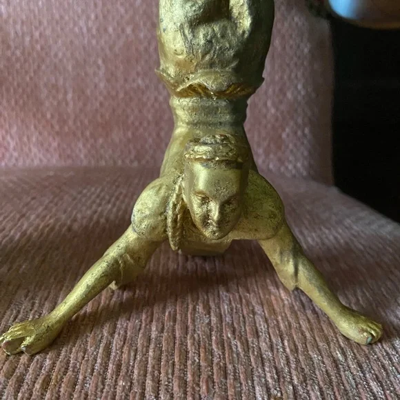 Vintage Candlestick Holders Asian Acrobat Pair